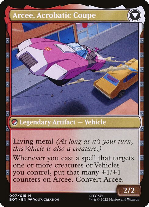 Arcee, Sharpshooter // Arcee, Acrobatic Coupe (reverso)