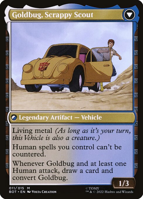 Goldbug, Humanity's Ally // Goldbug, Scrappy Scout (reverso)