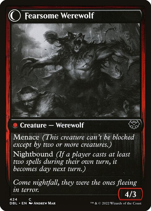 Fearful Villager // Fearsome Werewolf (reverso)