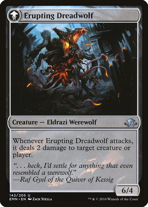 Smoldering Werewolf // Erupting Dreadwolf (reverso)