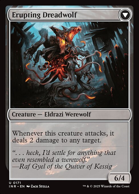 Smoldering Werewolf // Erupting Dreadwolf (reverso)