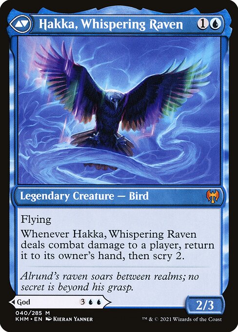 Alrund, God of the Cosmos // Hakka, Whispering Raven (reverso)