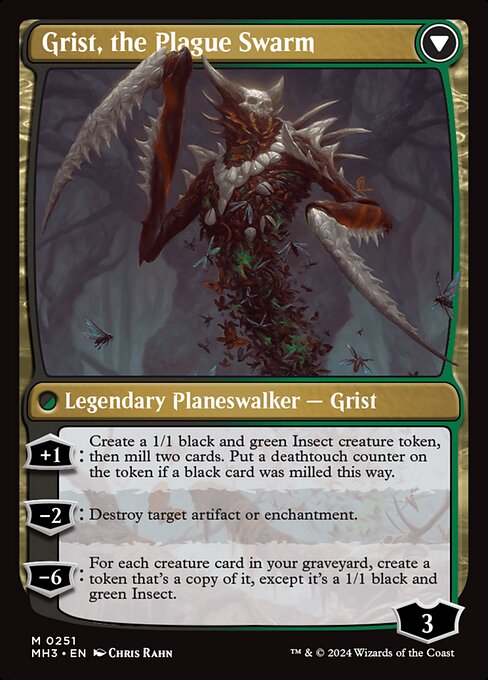 Grist, Voracious Larva // Grist, the Plague Swarm (reverso)