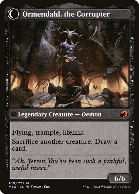 Jerren, Corrupted Bishop // Ormendahl, the Corrupter (reverso)