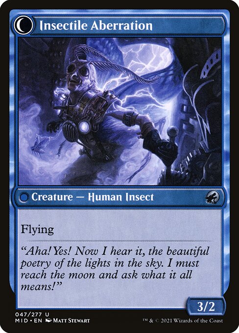 Delver of Secrets // Insectile Aberration (reverso)