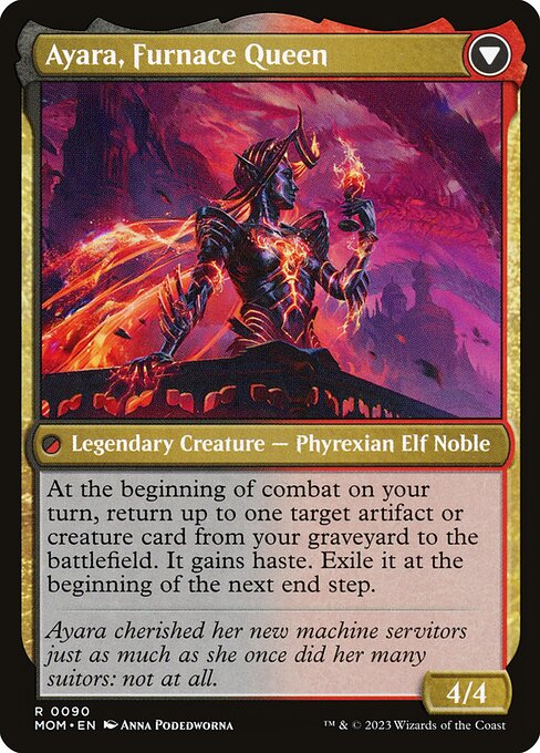 Ayara, Widow of the Realm // Ayara, Furnace Queen (reverso)