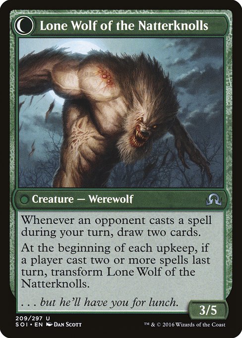 Hermit of the Natterknolls // Lone Wolf of the Natterknolls (reverso)