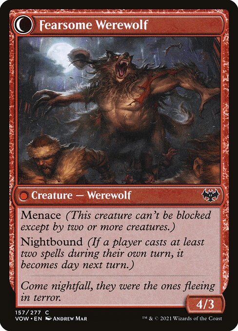 Fearful Villager // Fearsome Werewolf (reverso)