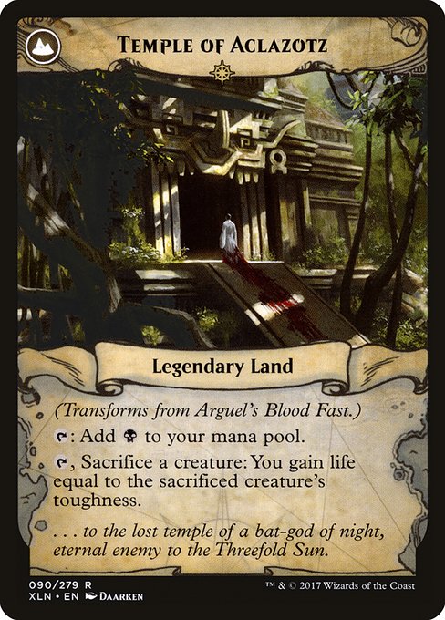 Arguel's Blood Fast // Temple of Aclazotz (reverso)